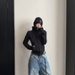 High-Neck Hooded Zip-Up Hoodie YLS1057