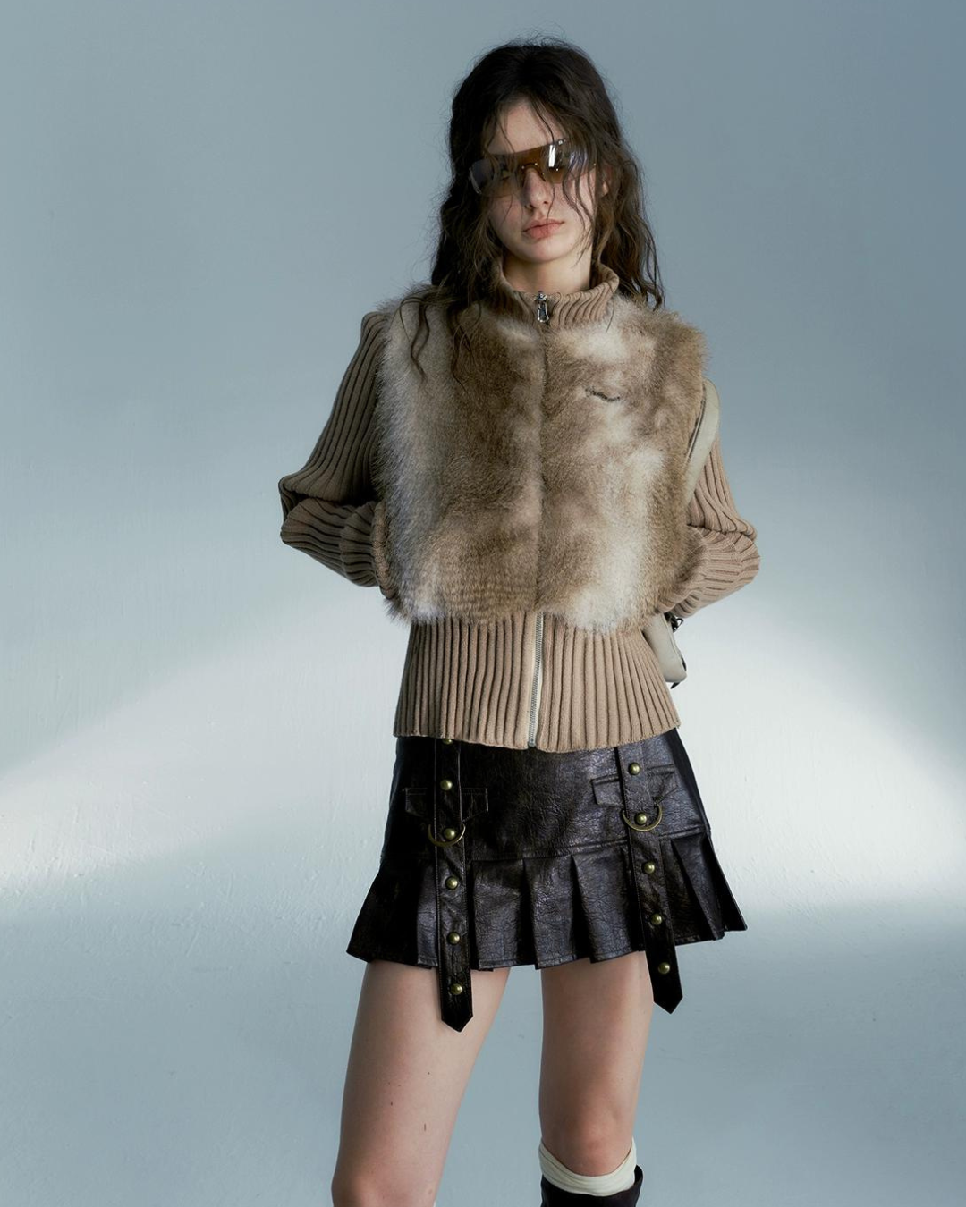 Fur Rib Knit Cardigan SAP0006