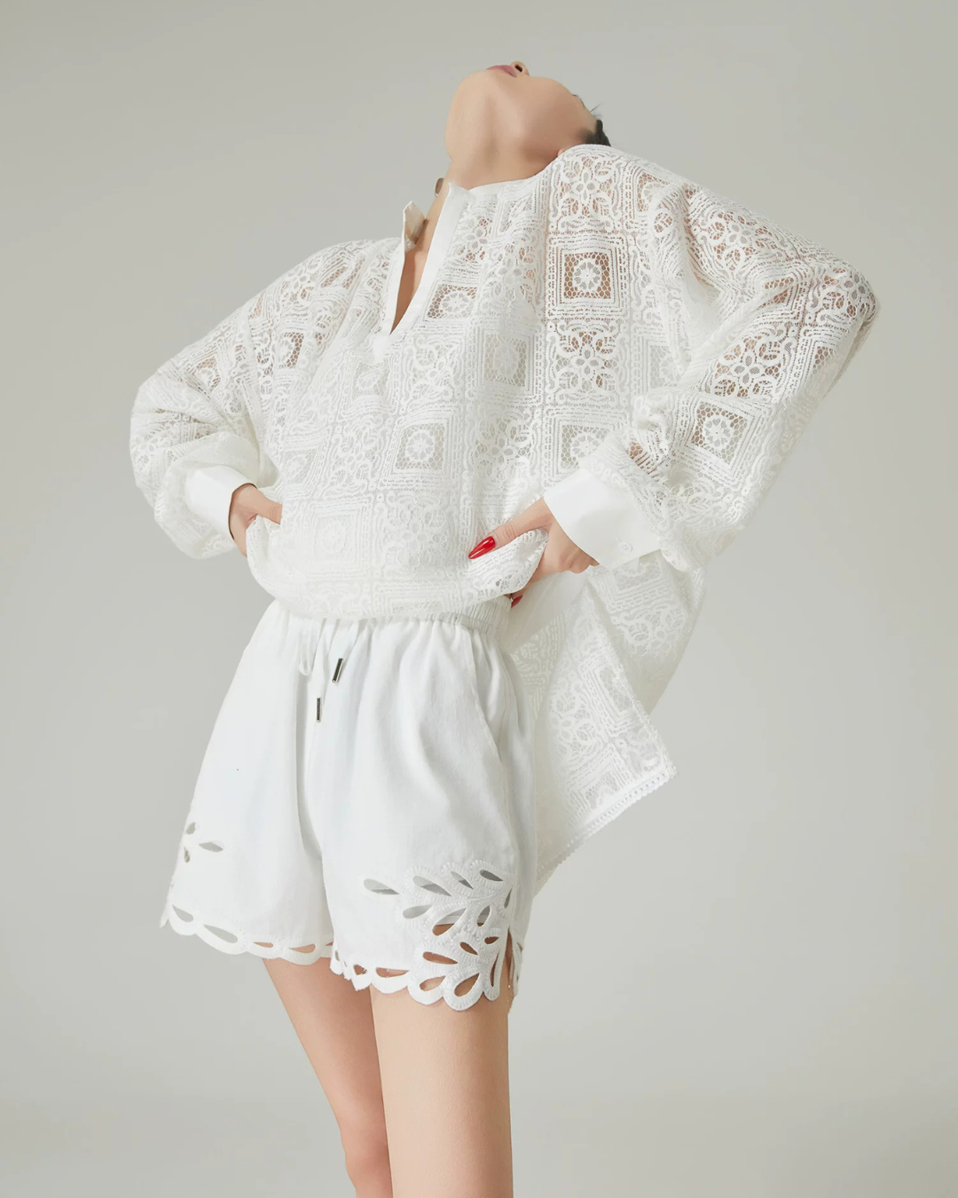 Patchwork Lace Shirt / Shorts FER0130