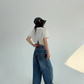 Asymmetrical Front Button Denim YLS0799