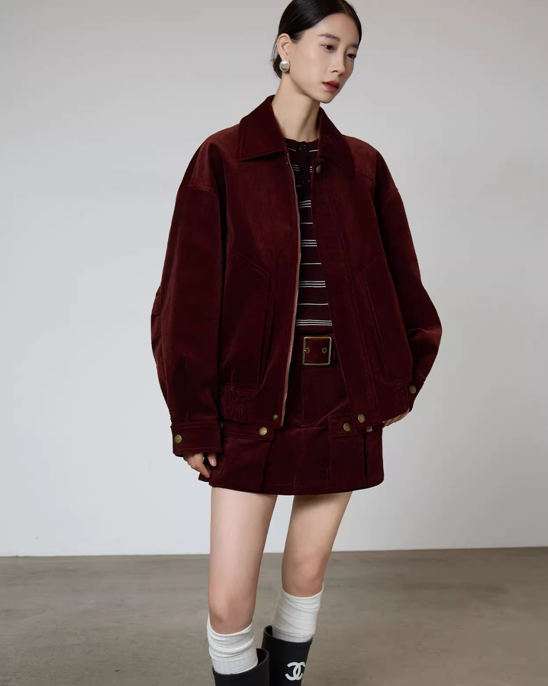 Retro Corduroy Jacket / Mini Skirt SUY0007