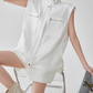 Sleeveless Jacket-Style Vest / High-Waist Short Pants FER0111