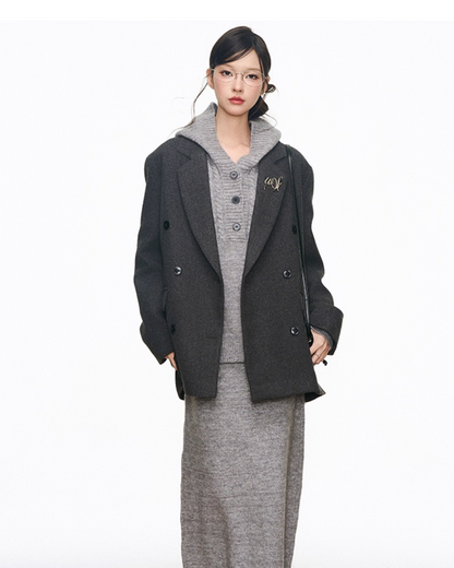 Tailored Jacket / Half-Button Long Sleeve Top / Knit Skirt WEO0062