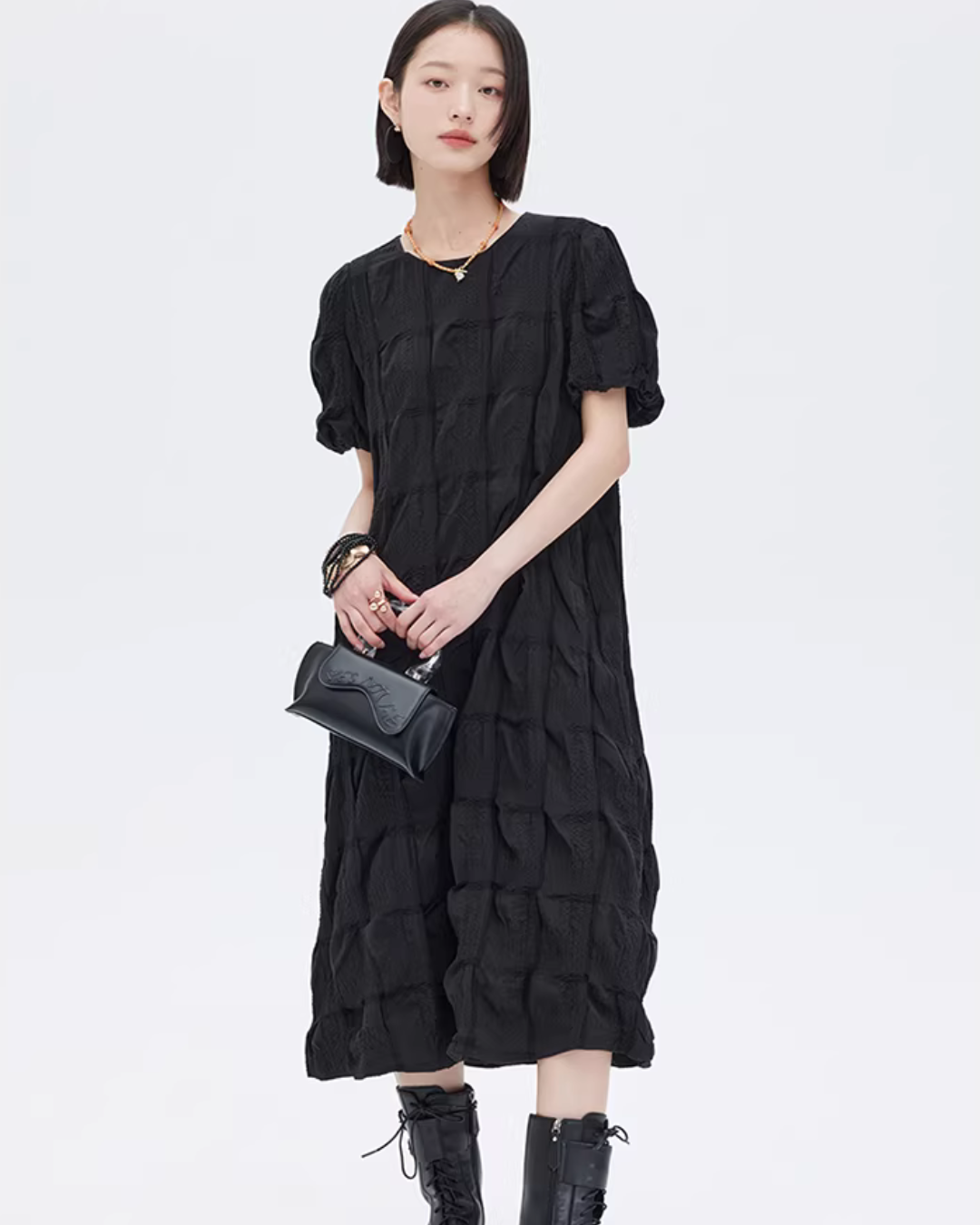 Gathered Frill Long Dress SHN0053