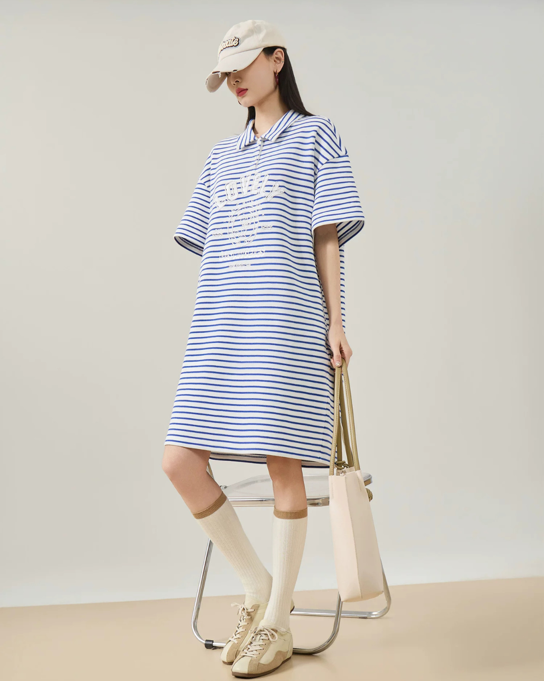 Striped Polo Shirt Mini Dress FER0296