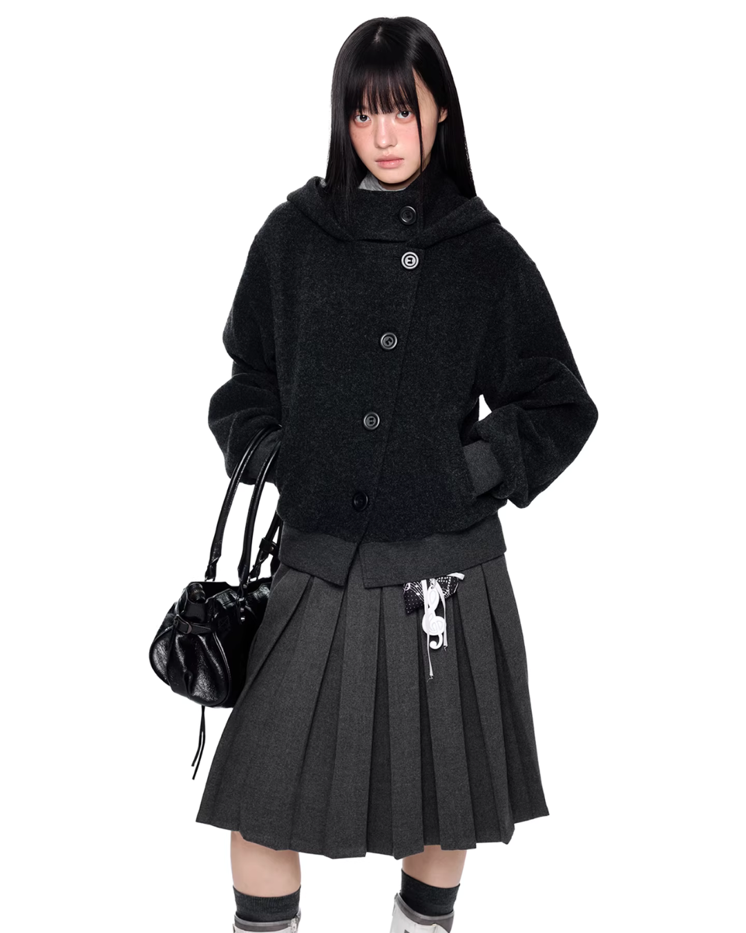 Short Wool Hooded Coat EZK0102