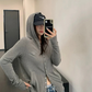 Snap Button Hooded Cardigan YLS1039