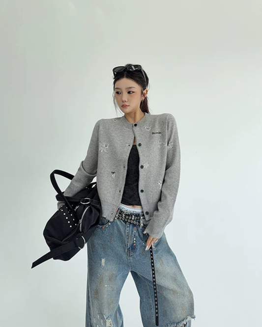 Round-Neck Knit Cardigan YLS1072