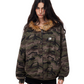 Camouflage Pattern Fur Collar Zip Jacket  FDR0012