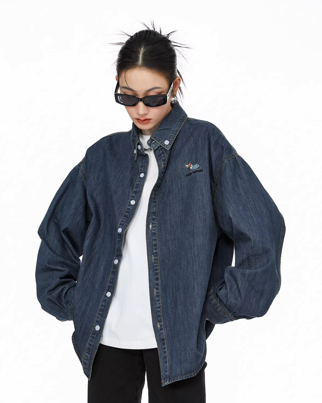 Retro Loose Silhouette Denim Shirt ICM0083