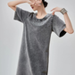 Chemical Wash Studs T-Shirt Dress FER0197