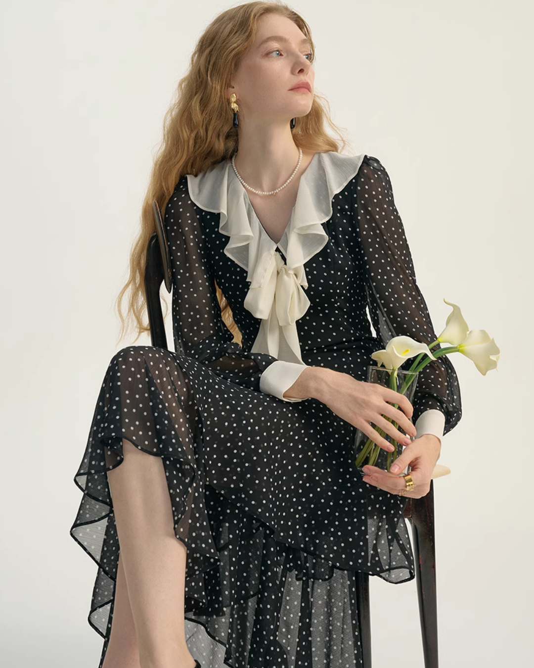 Dot Pattern Lace Dress SNT0011