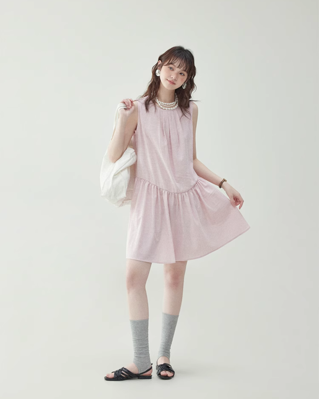 Pink Striped Sleeveless Dress AMU0020