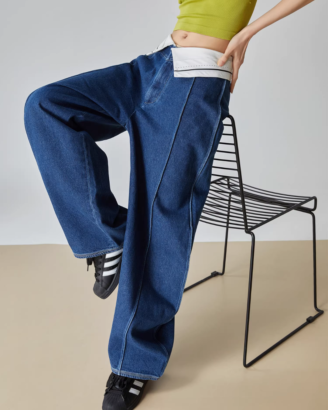 Cuffed Waist Wide Denim FER0097