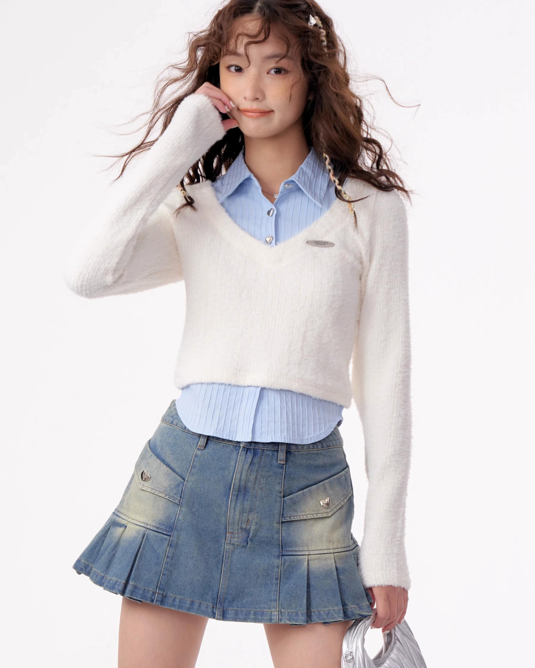 Shirt Layered V-Neck Knit ZZF0289