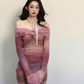 Off Shoulder Gradient Tight Dress LAS0026