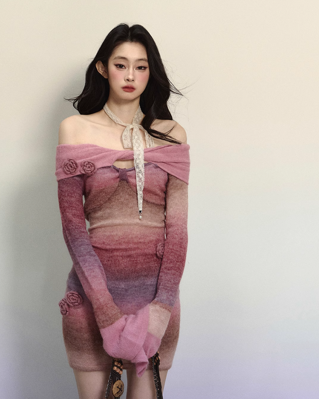 Off Shoulder Gradient Tight Dress LAS0026