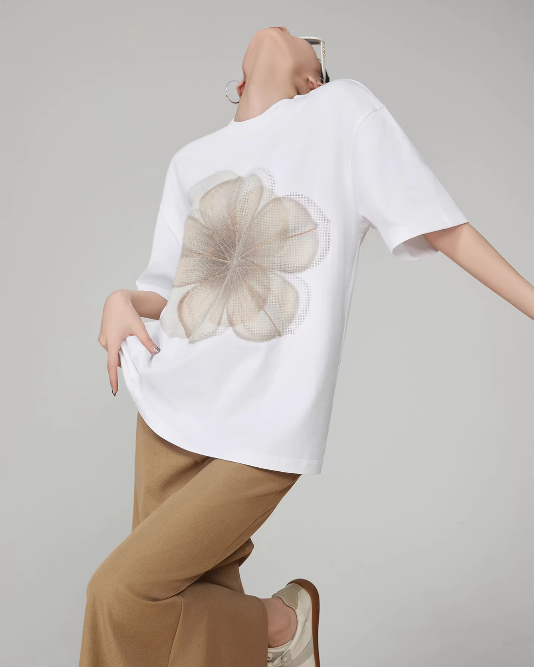 Flower Print Short-Sleeve T-Shirt FER0041