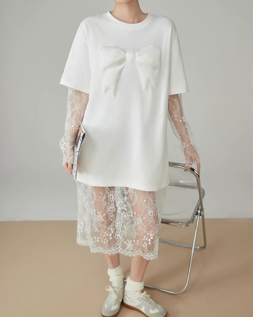 Lace Docking T-Shirt Dress FER0150