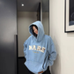 Oversize Retro Embroidered Denim Hoodie YLS1077