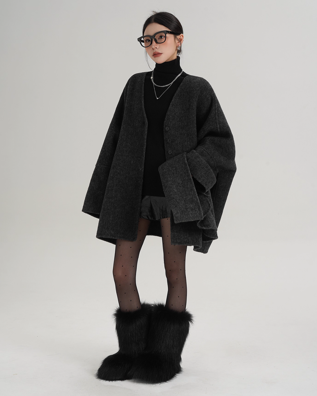 Collarless Wool Coat SRS0367