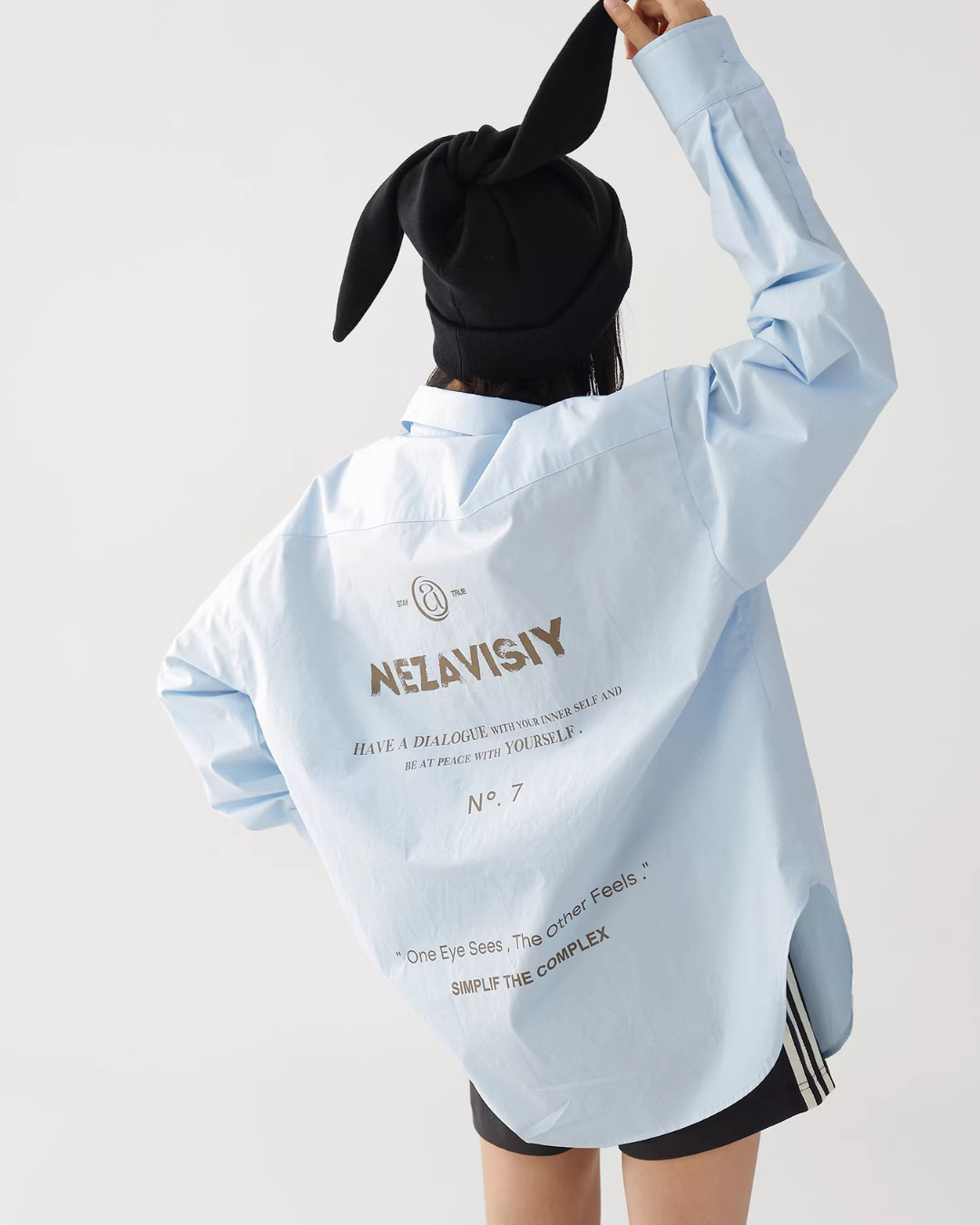 Letter Print Long-Sleeve Shirt ACS0364