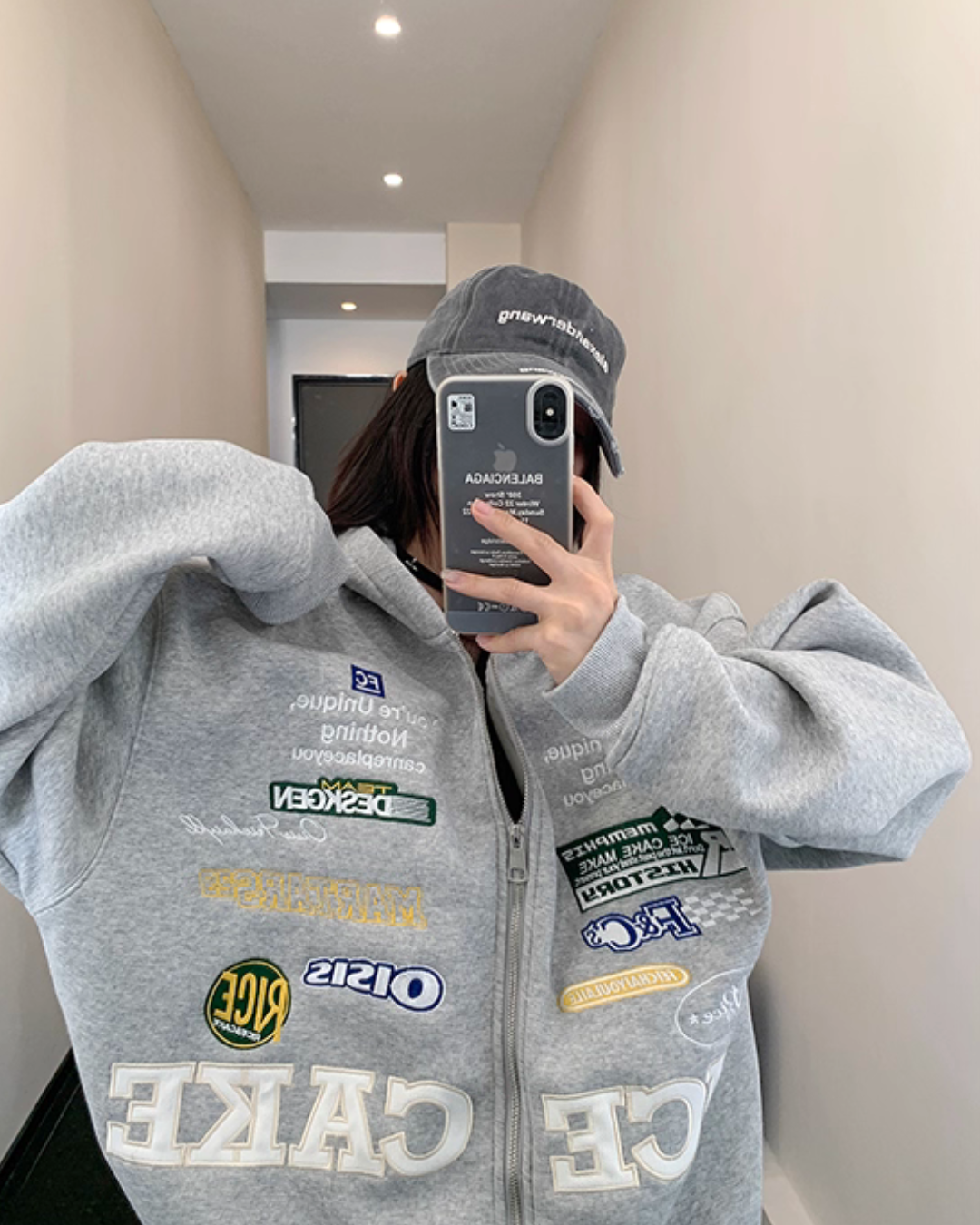 Patch Big Silhouette Zip Hoodie YLS0929