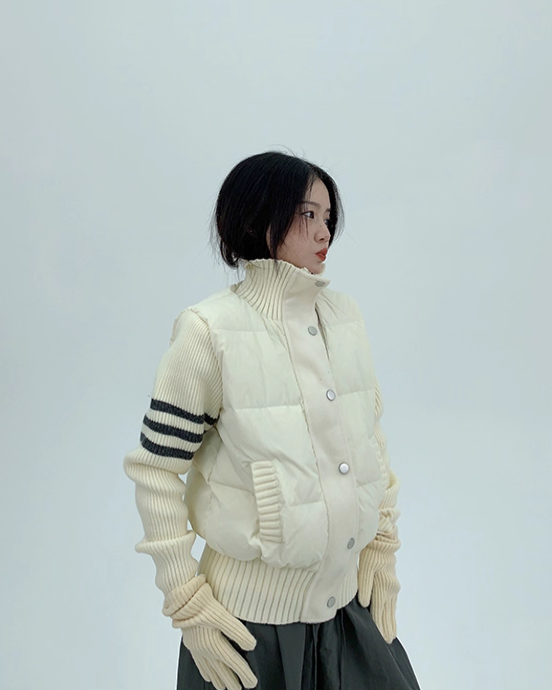Down Vest Knit Sleeve Jacket YLS0995