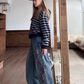 Retro Embroidered Bamboo Denim Pants CYE0048