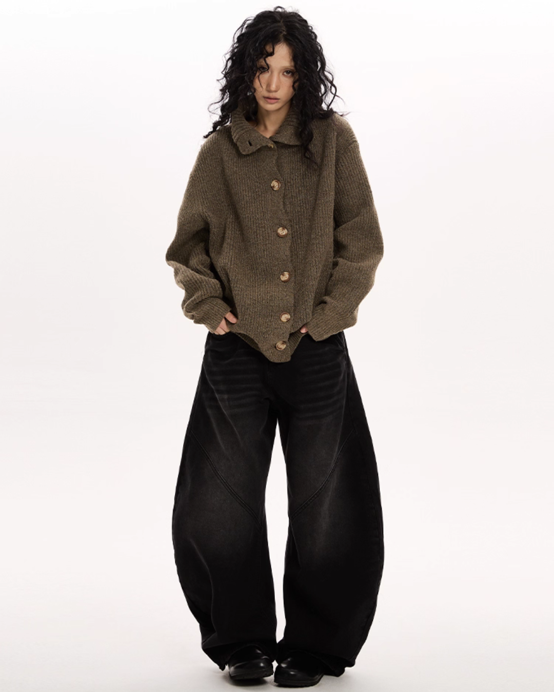 Stand Collar Knit Cardigan VAT0009