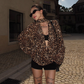 Leopard Draped Collar Chiffon Top ZRS0097