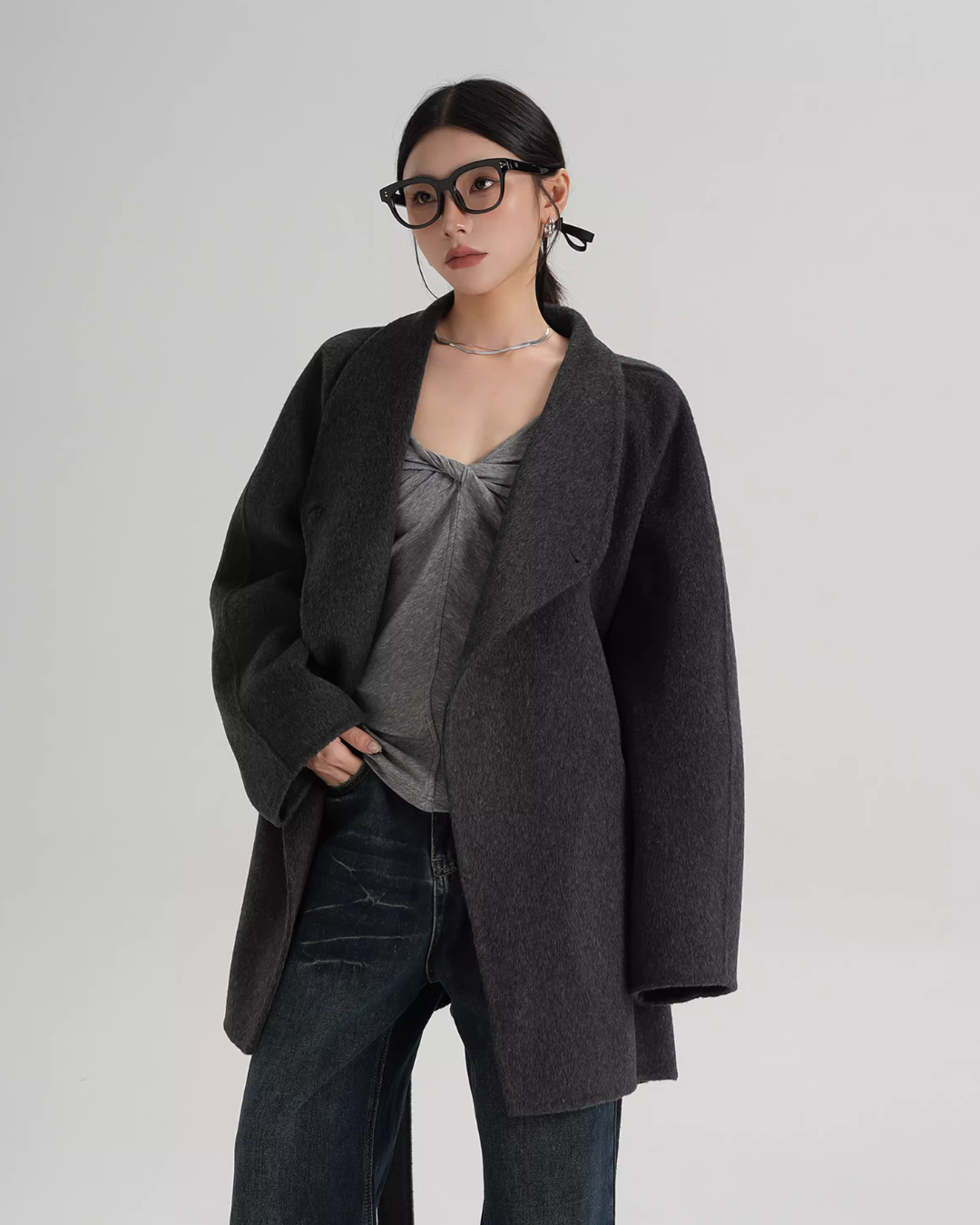 Mid Length Belted Wool Coat SRS0363