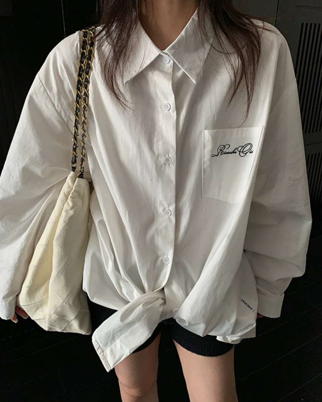 Relaxed Black Long-Sleeve Shirt YLS1028