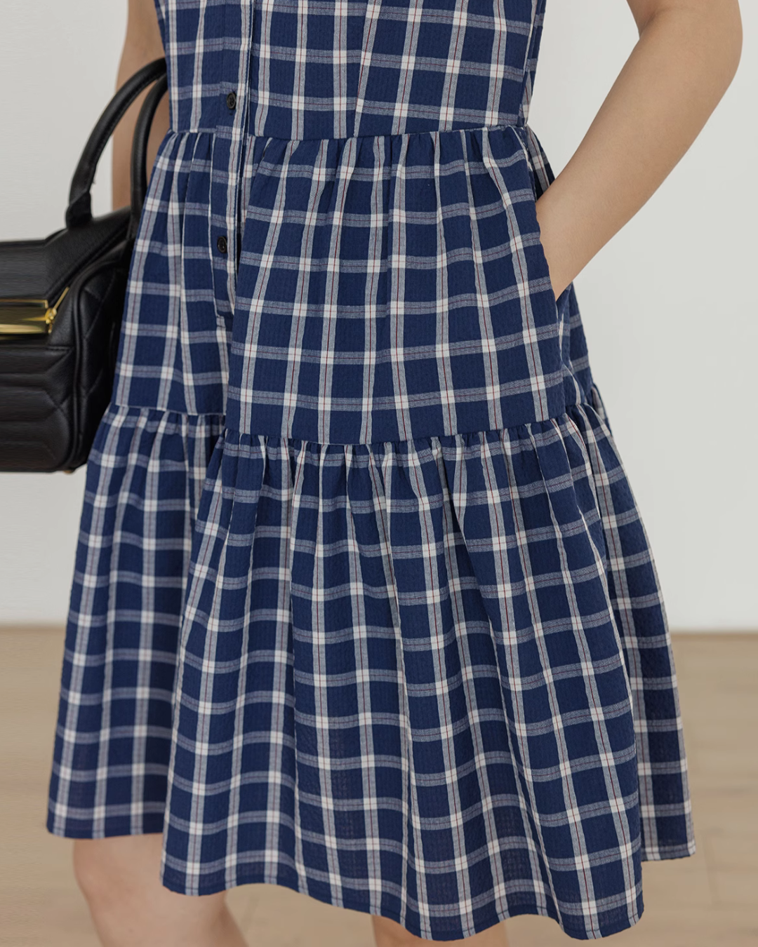 Tiered Check Shirt Dress VAS0086