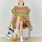 Multicolor Striped Sleeveless Top / Shorts FER0353