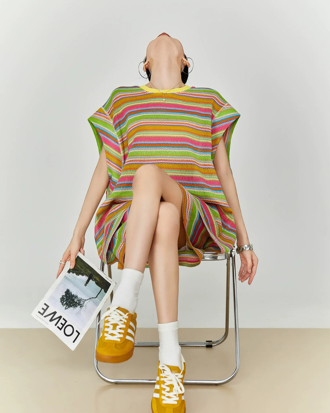 Multicolor Striped Sleeveless Top / Shorts FER0353