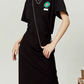 Black Short Sleeve Crew Neck Dress LLA0045