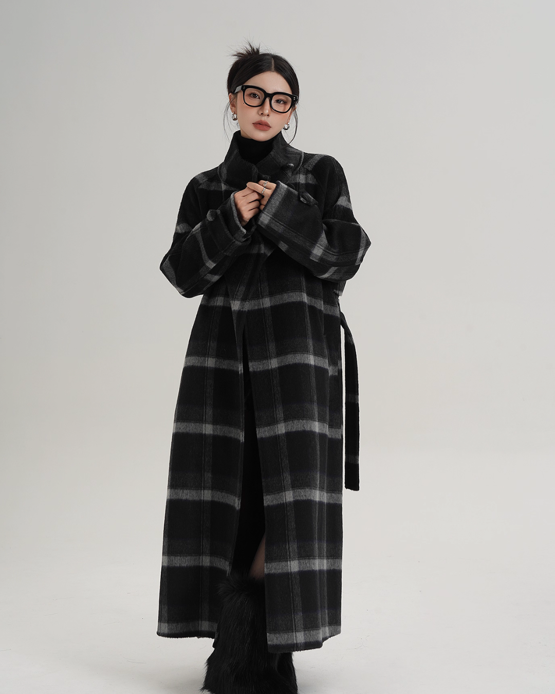Stand Collar Paid Long Coat SRS0391