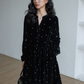 French Star Embroidery Velvet Dress VAS0128