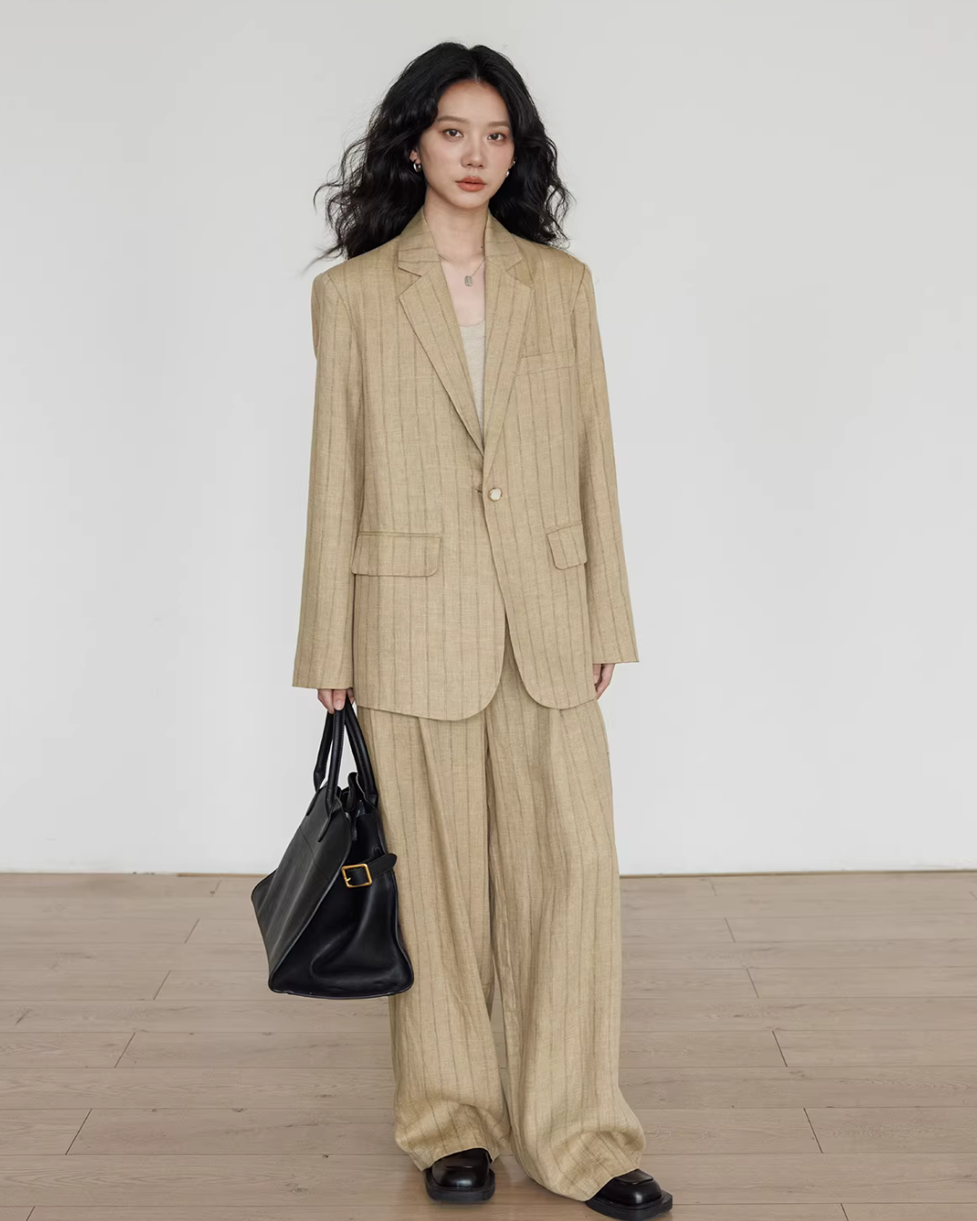 Stripe Design Blazer Jacket / Casual Wide Pants VAS0189