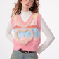 Retro Pink V-Neck Vest ZZF0281