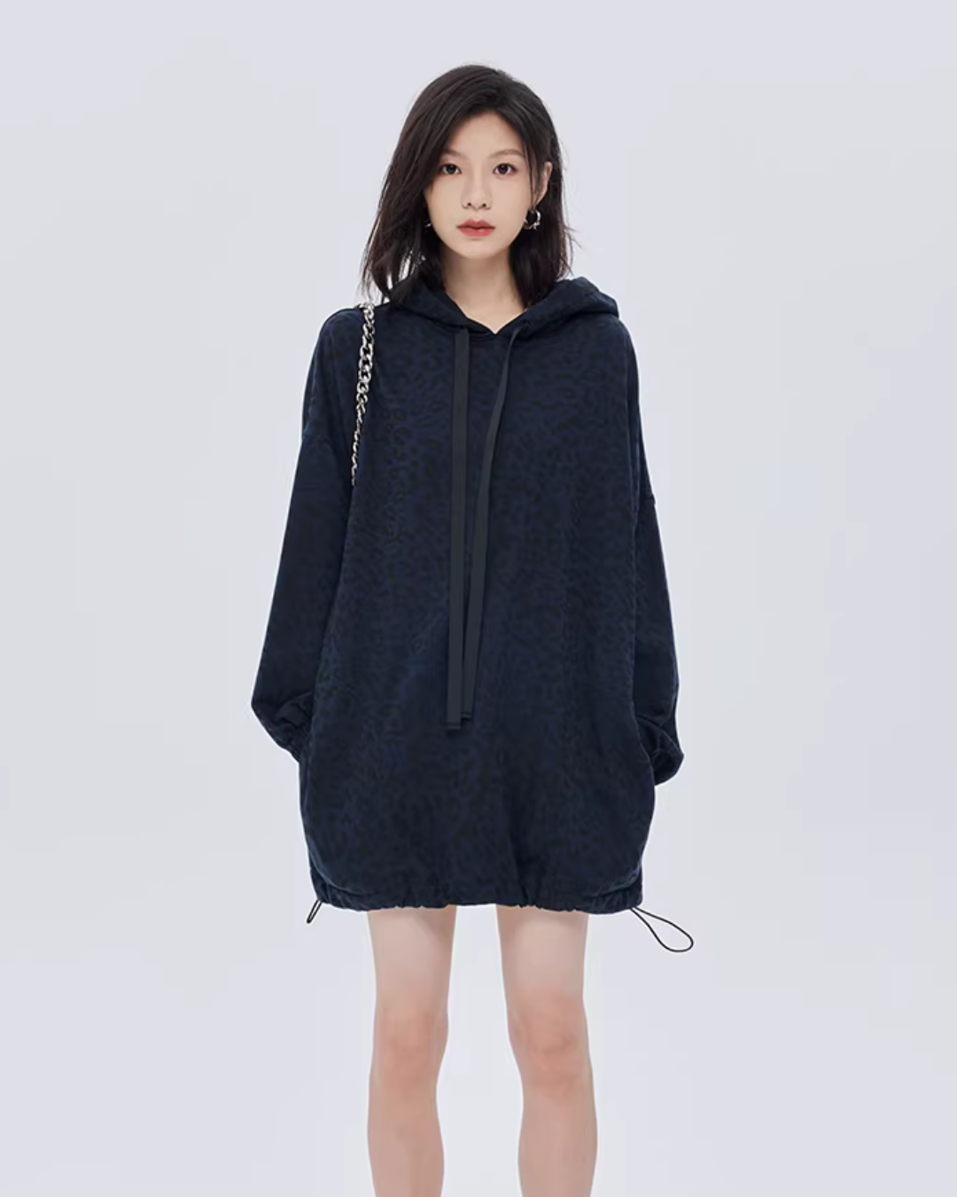 Leopard Print Hood Shoulder Dress SHN0014