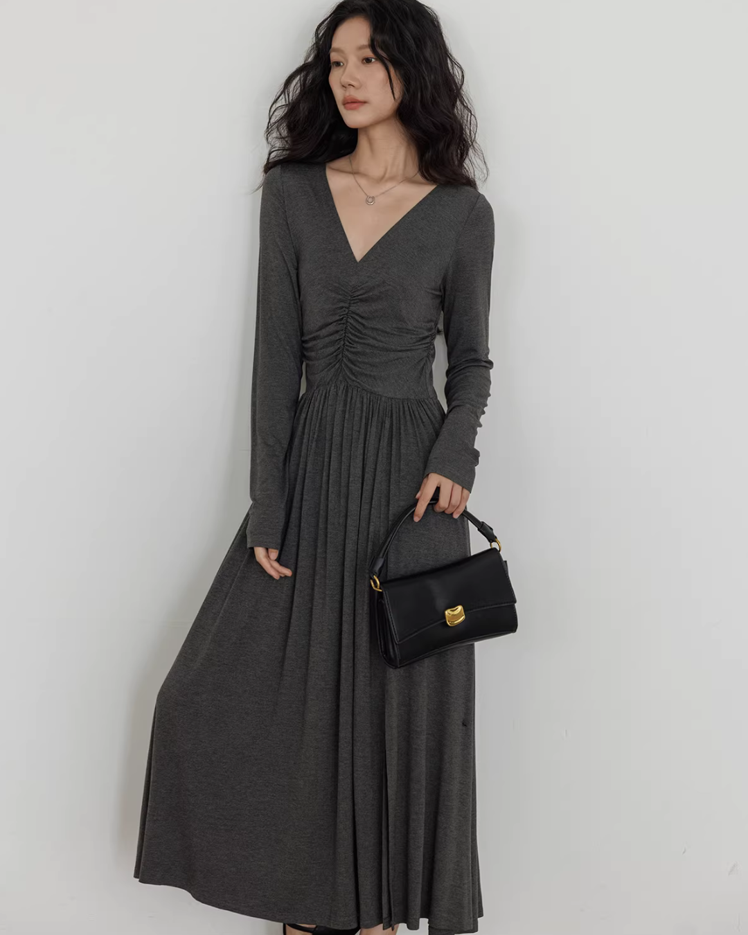 V-neck Flare Dress VAS0179