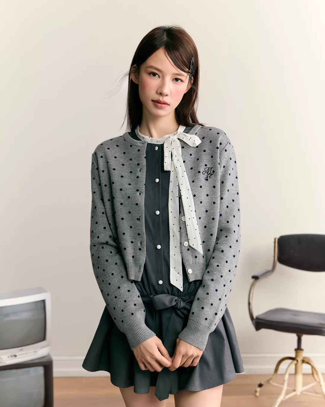 Polka Dot Round Neck Knit MST0003