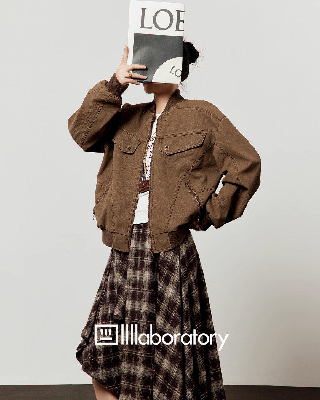 Long-Sleeve Top / Paid Long Skirt / Caramel Blouson  LLA0551