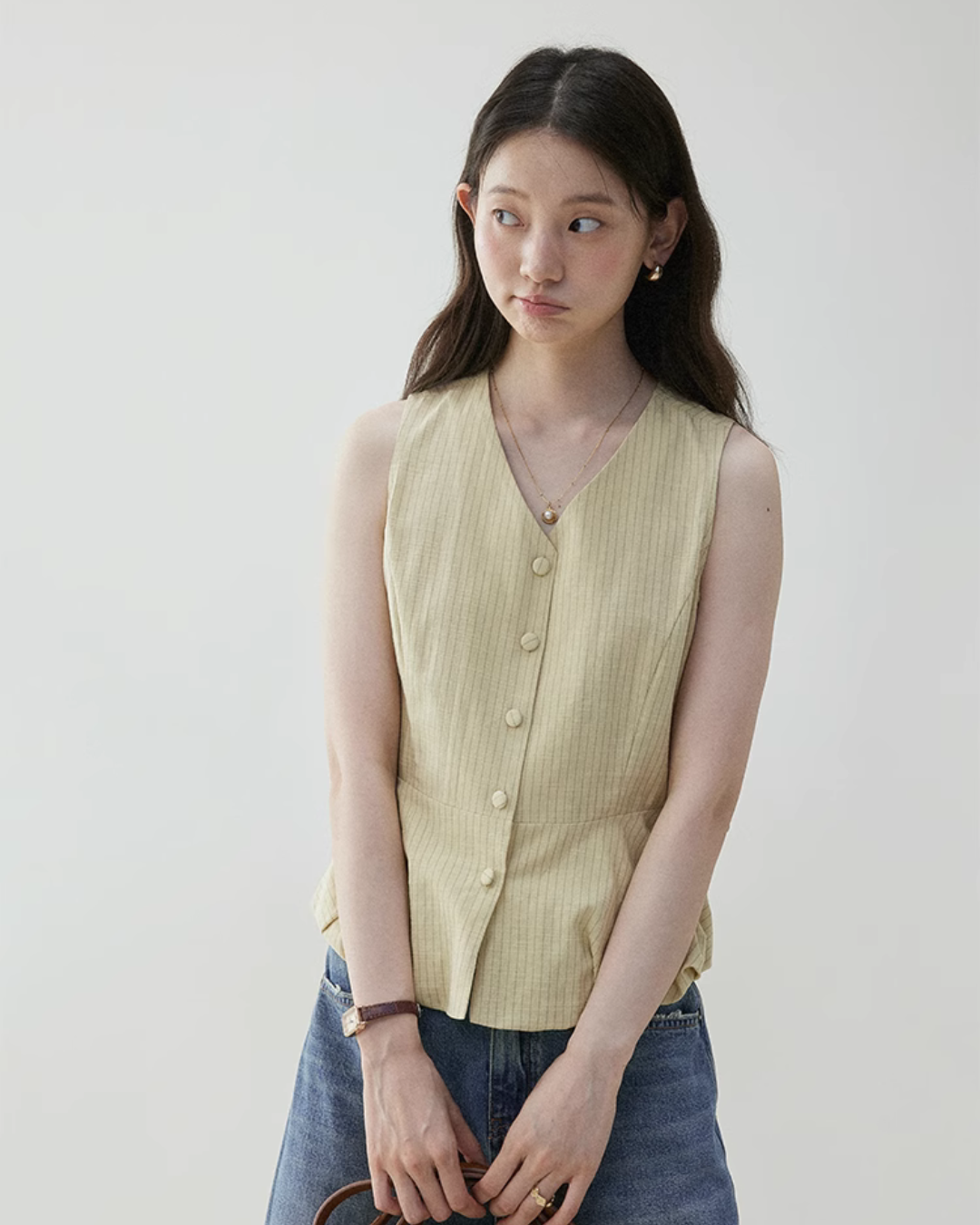 V-Neck Flare Stripe Vest VOE0004