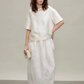 Silk Short-Sleeve Top / Silk Embroidered Half Skirt TEO0009
