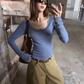 U-Neck Pocket Long Sleeve T-Shirt WWP0005