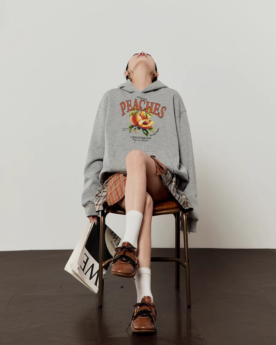 Fruit Print Sweat Hoodie / Docking Mini Skirt LLA0644