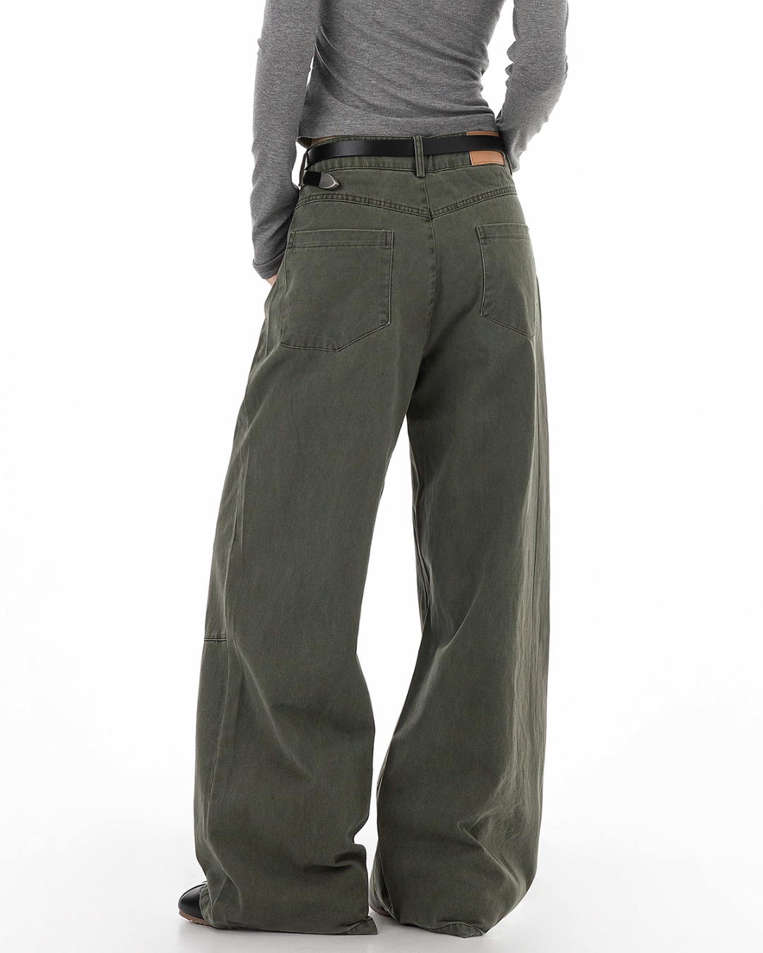 Floral Embroidery Wide Denim Pants ICM0116